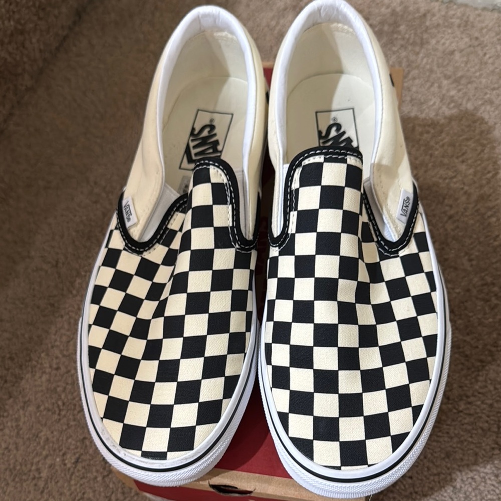 Vans Black and White Checkerboard Sneakers Slip-On Style